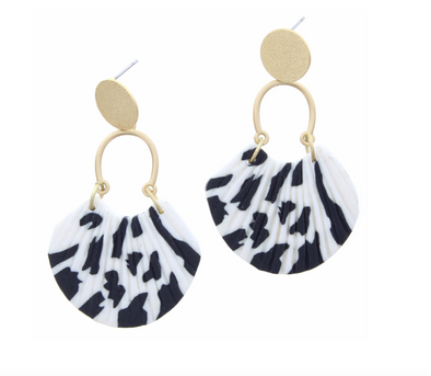 Black + White Pleated | Gold Circle Earrings | Rubies + Lace