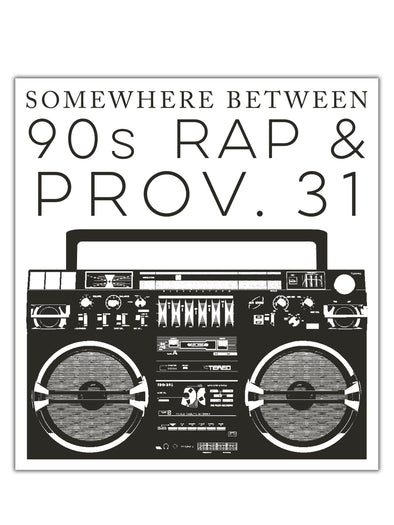 Somewhere Between 90s Rap | Design Sticker | Ruby's Rubbish