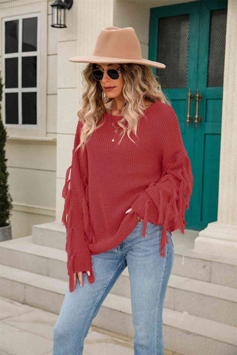 Fringe Sleeve Sweater | Multiple Color Options | Rubies + Lace