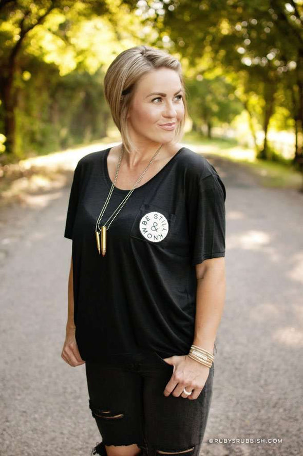 Be Still & Know | Women’s Slouchy Pocket Tee | Ruby’s Rubbish®
