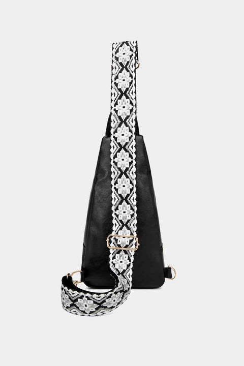 Leather Sling Bag With Pattern Strap | Multiple Color Options | Rubies + Lace