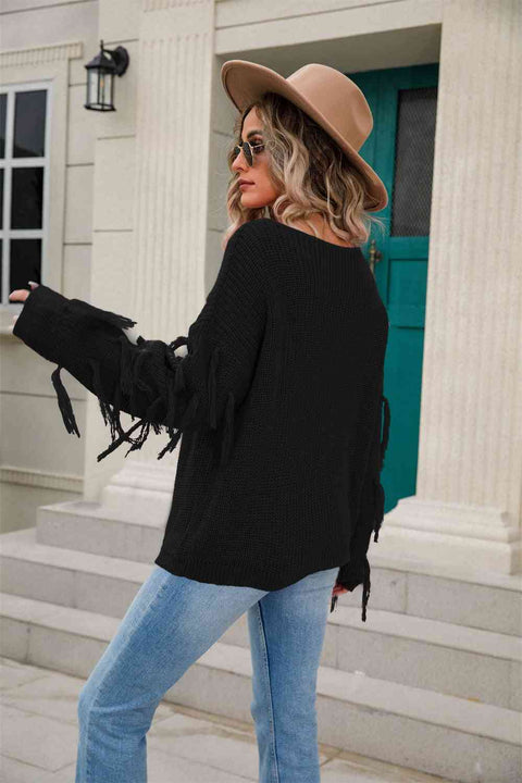 Fringe Sleeve Sweater | Multiple Color Options | Rubies + Lace