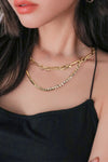 Plated & Stone Necklace | Plated Gold | Rubies + Lace