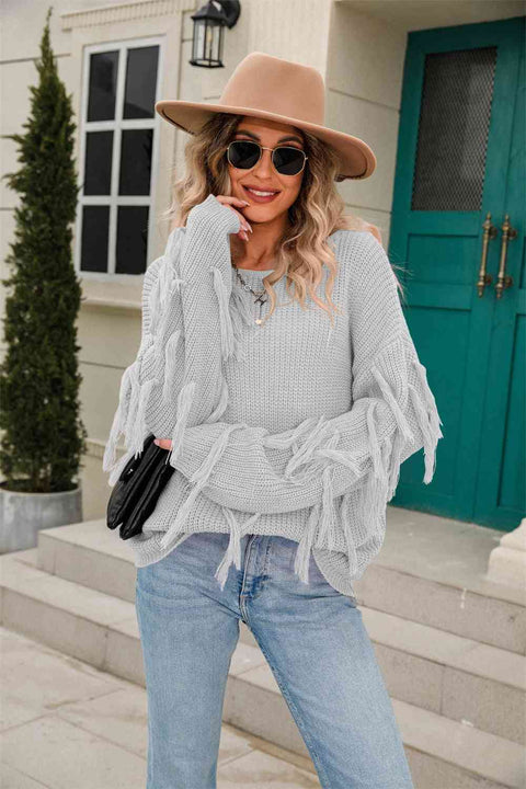 Fringe Sleeve Sweater | Multiple Color Options | Rubies + Lace