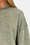 Olive Drop Shoulder | Lantern Sleeve Sweatshirt | Rubies + Lace