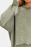 Olive Drop Shoulder | Lantern Sleeve Sweatshirt | Rubies + Lace