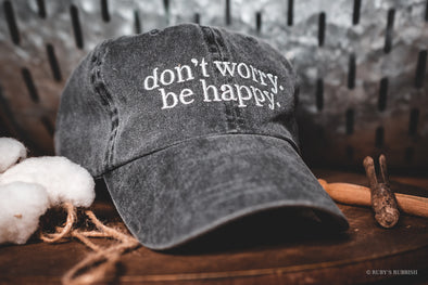 don’t worry.  be happy. | Vintage Hat | Ruby’s Rubbish®