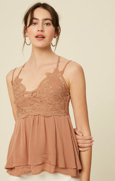 Deep Sand Crochet Lace | Cami Top | Rubies & Lace