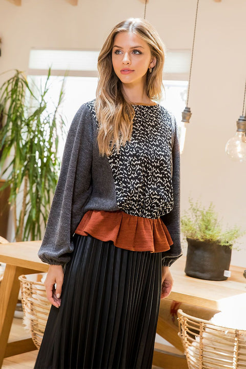 Ruby Rana Sweaters Rubies + Lace | Animal Print Knit | Ruffle Bottom Sweater – Ruby's Rubbish®